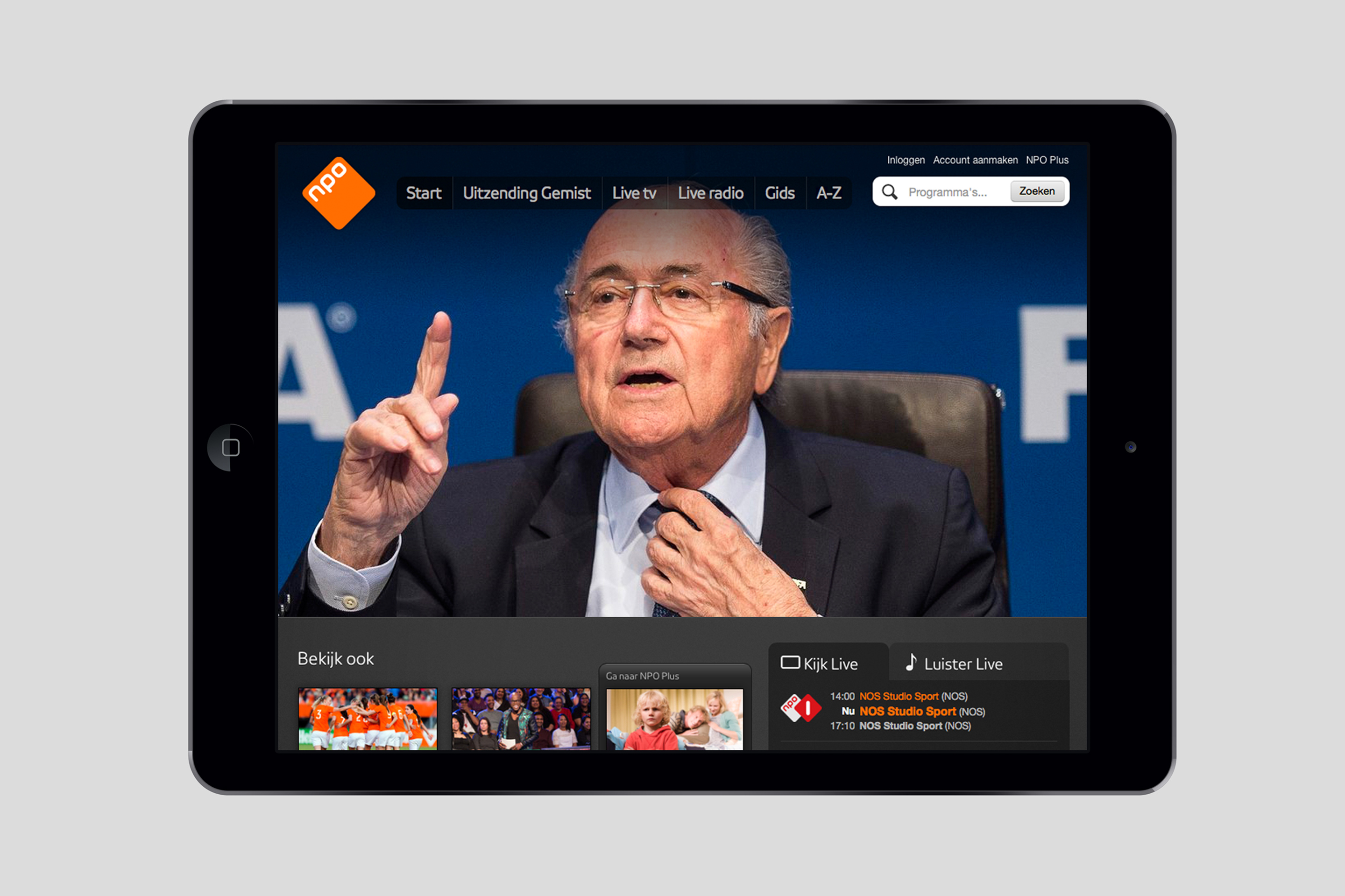 studio dumbar design visual brand identity NPO Netherlands Public Broadcasting website design ipad